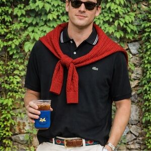 MEN'S LACOSTE Black Pique Polo, 7/2XL